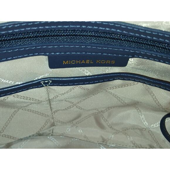 Michael Kors Carter Denim MK Open Tote Designer Logo print Large blue bag - Picture 5 of 12